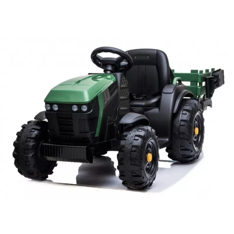 LEAN CARS Elektrische tractor met aanhanger BDM0925 legergroen