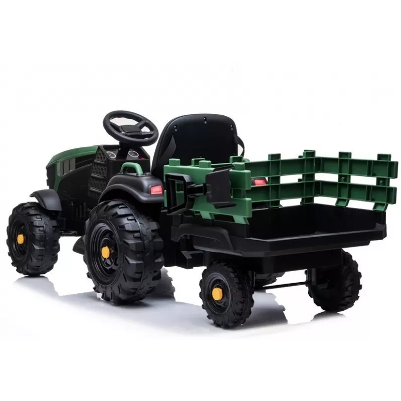 LEAN CARS Elektrische tractor met aanhanger BDM0925 legergroen