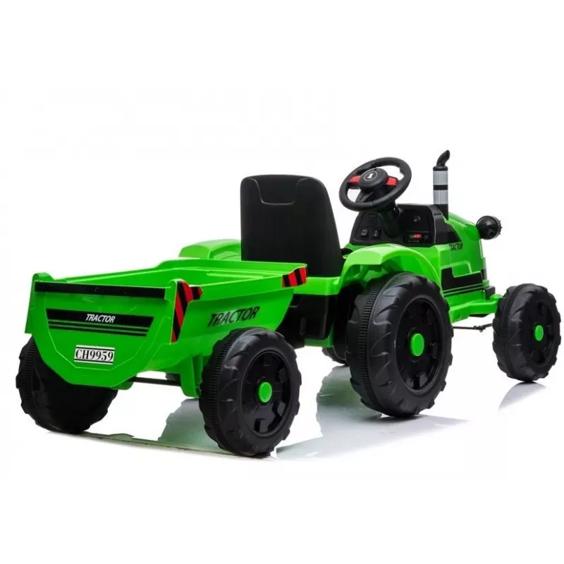 LEAN CARS Elektrische tractor met aanhanger CH9959 Groen