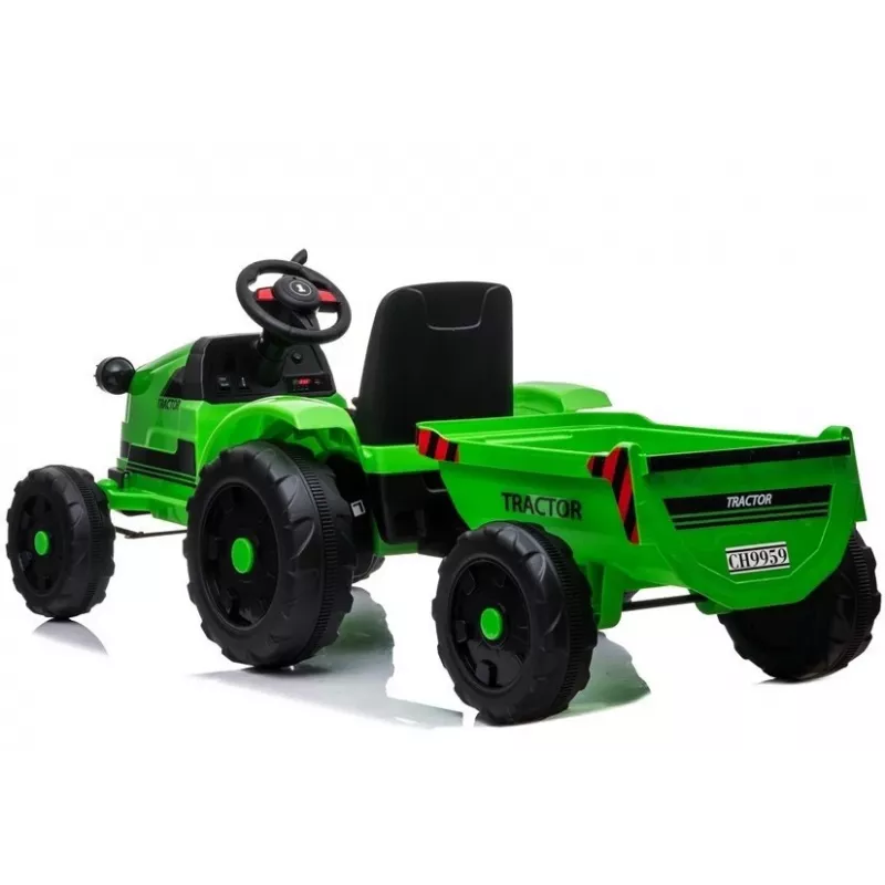 LEAN CARS Elektrische tractor met aanhanger CH9959 Groen