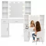 LEAN cosmeticakaptafel met LED-spiegel, laden en kast, wit, 141x114x39 cm