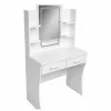 LEAN kaptafel met LED-spiegel, planken, laden, wit 140x80x40 cm