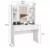 LEAN kaptafel met LED-spiegel, planken, laden, wit 140x80x40 cm