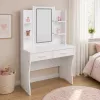 LEAN kaptafel met LED-spiegel, planken, laden, wit 140x80x40 cm
