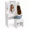 LEAN kaptafel met LED-spiegel, planken, laden, wit 140x80x40 cm