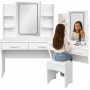 LEAN kaptafel met LED-spiegel, planken, laden, wit 140x80x40 cm