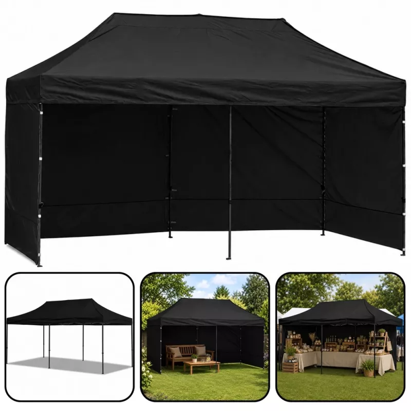 LEAN Express partytent catering bedrijfspaviljoen zwart 3x6 m