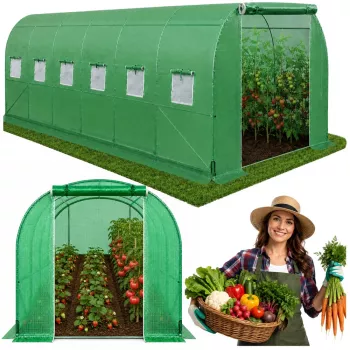 LEAN folietunnel kas PRO frame 25mm 12x3x2m 36m² | verzinkt staal, UV-4 PE-folie, oprolraam