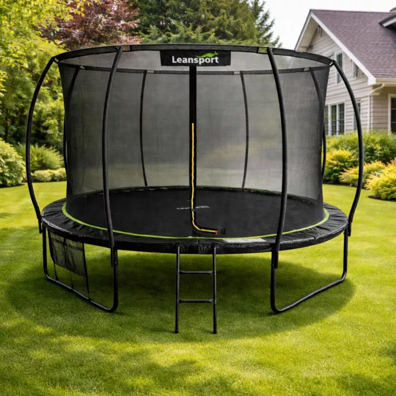 LEAN tuintrampoline met binnennet zwart en groen 366CM 12FT