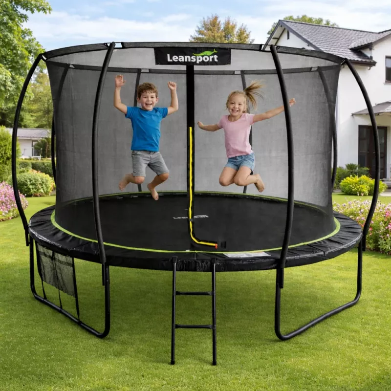 LEAN tuintrampoline met binnennet zwart en groen 487CM 16FT