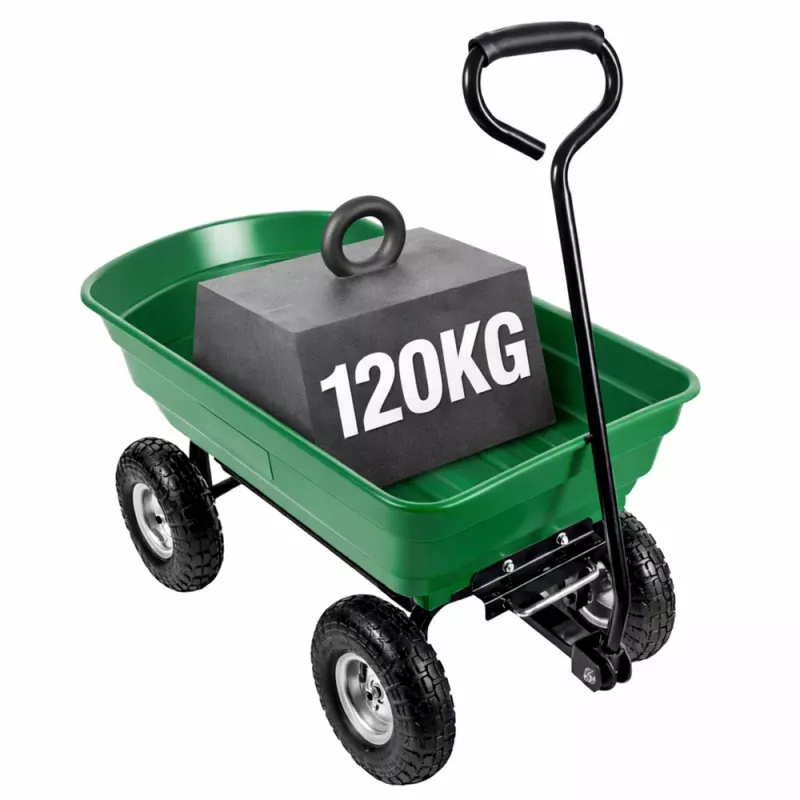 LEAN Tuintransportwagen met afneembare kiepbak groen 120 kg