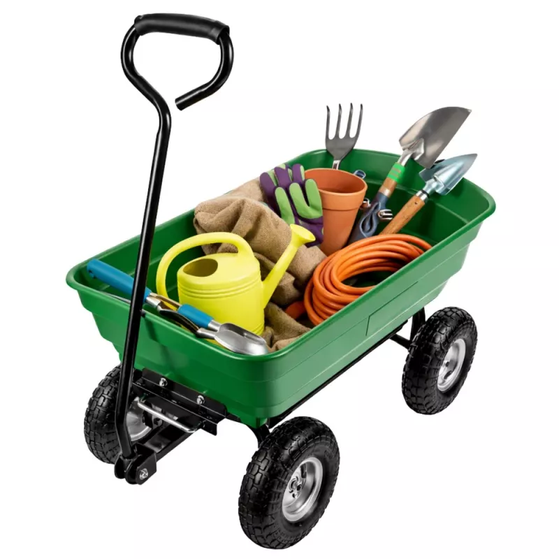 LEAN Tuintransportwagen met afneembare kiepbak groen 120 kg
