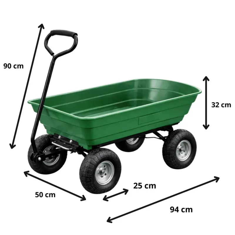 LEAN Tuintransportwagen met afneembare kiepbak groen 120 kg