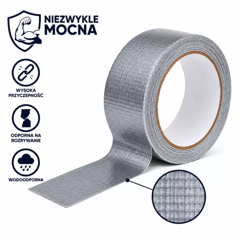 LEAN Gray versterkte reparatietape Strong zilver 48mm x 15m