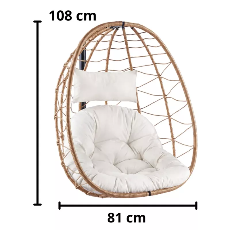 LEAN hangende schommelstoel tuin cocon met kussens schommel bruin frame