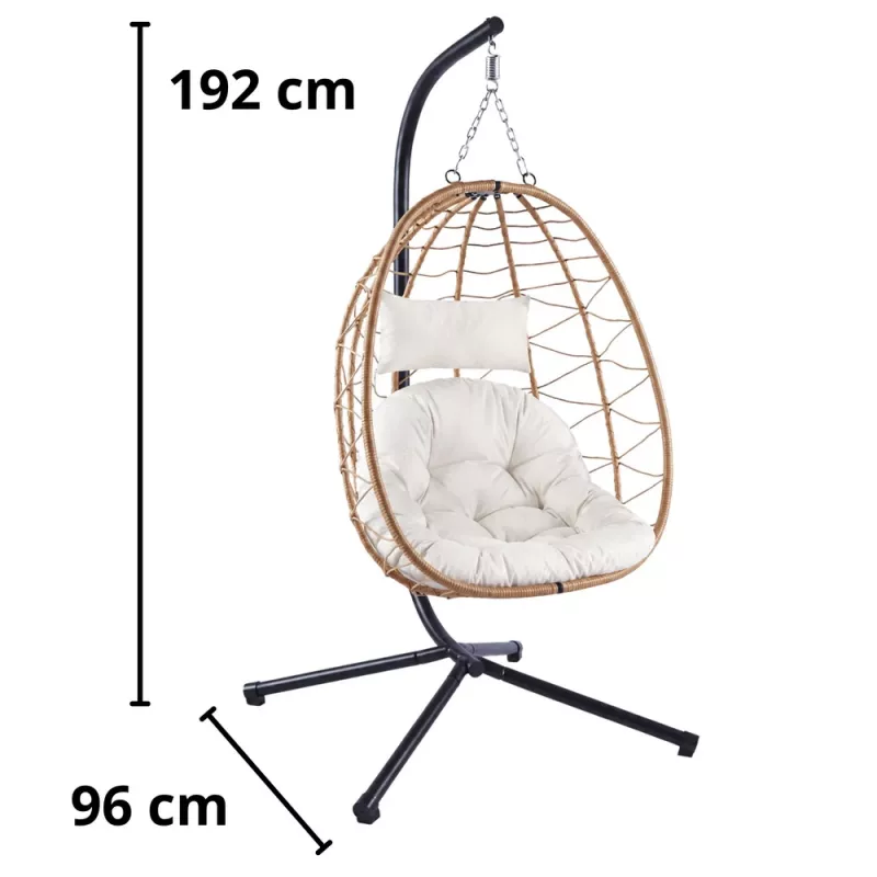 LEAN hangende schommelstoel tuin cocon met kussens schommel bruin frame