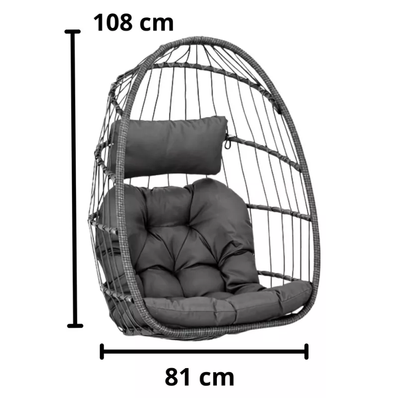 LEAN hangende schommelstoel tuin cocon kussens schommel grijs frame