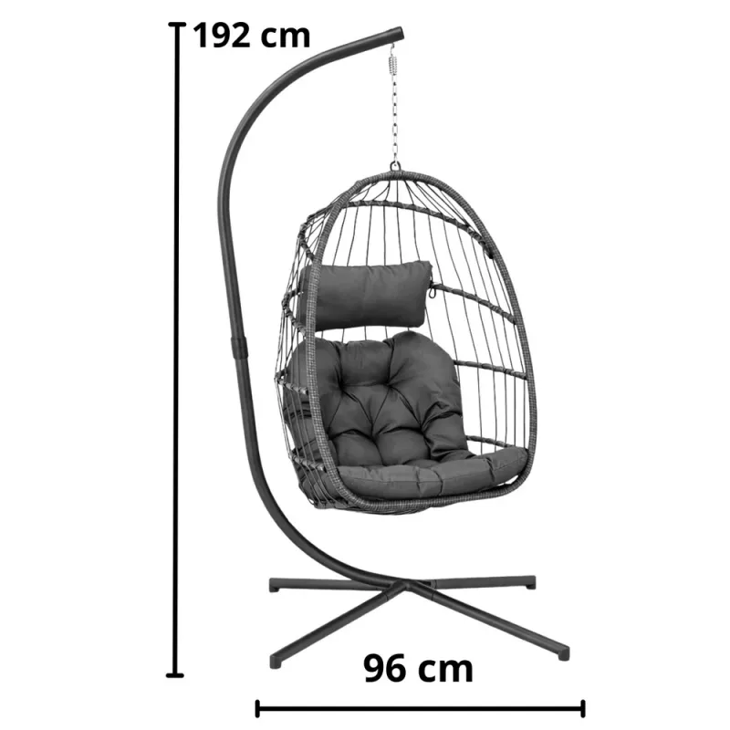 LEAN hangende schommelstoel tuin cocon kussens schommel grijs frame