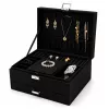LEAN sieraden organizer box met lade en slot, zwart fluweel