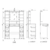 LEAN Grote kaptafel met spiegel en LED-verlichting, 7 laden, planken, wit, 140x100x40 cm