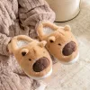 LEAN pluche capybara slippers met oren warm zacht beige maat 32-33