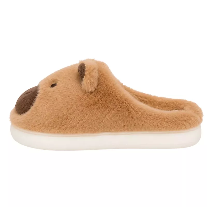 LEAN pluche capybara slippers met oren warm zacht beige maat 32-33