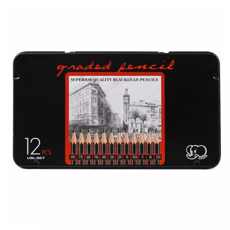 LEAN Professional set schetspotloden in metalen doos 12 stuks