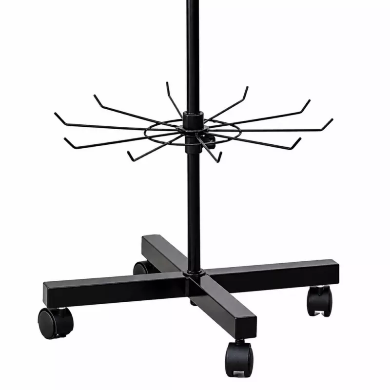 LEAN roterende display-rekhanger 6 etages op wielen zwart 40x150cm
