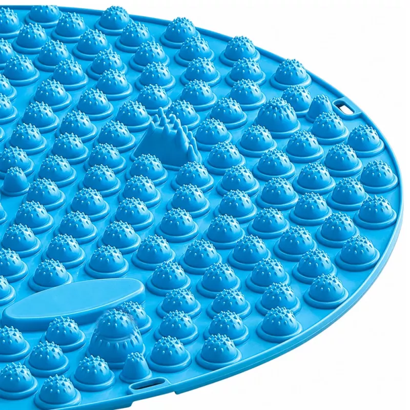 LEAN ronde acupressuur-voetmassagemat met noppen, blauw, 33 cm