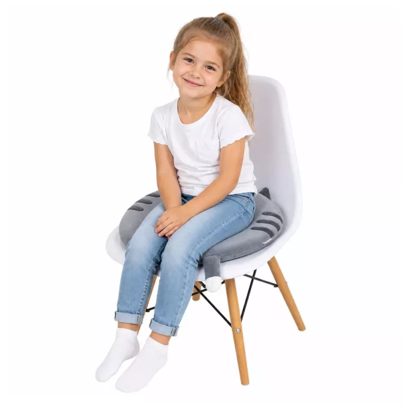 LEAN rond pluche stoelkussen kat grijs zachte zitting 40 cm