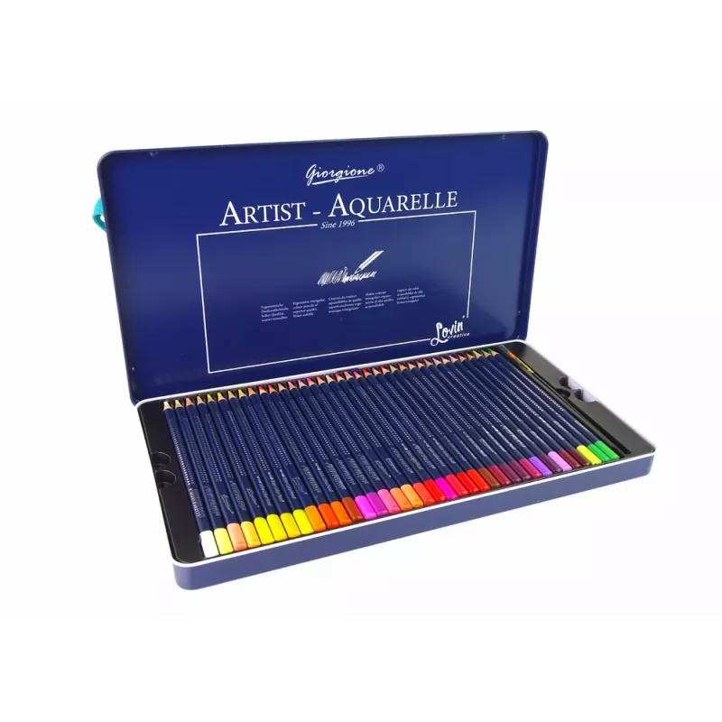 LEAN set van 36 aquarelstiften in metalen houder