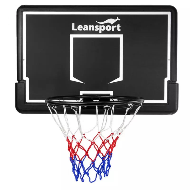LEAN SPORT 30566 basketbalring en backboard - 90cm polycarbonaat bord, wandmontage, zwart/rood