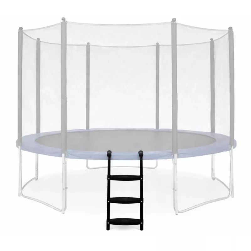 LEAN SPORT BEST 97 cm trampolineladder – 2 treden, antislip, staal, universeel passend, zwart