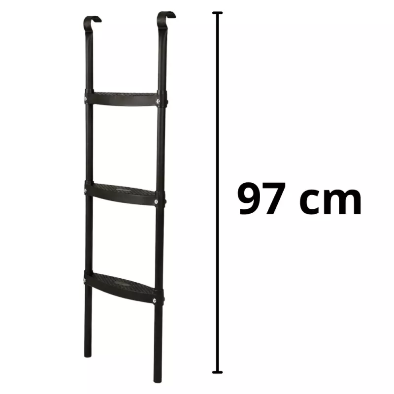 LEAN SPORT BEST 97 cm trampolineladder – 2 treden, antislip, staal, universeel passend, zwart