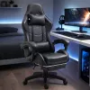 LEAN draaibare gaming bureaustoel met voetsteun en kussens, zwart
