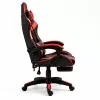 LEAN draaibare gaming bureaustoel met voetsteun en kussens, zwart en rood