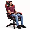LEAN draaibare gaming bureaustoel met voetsteun en kussens, zwart en rood