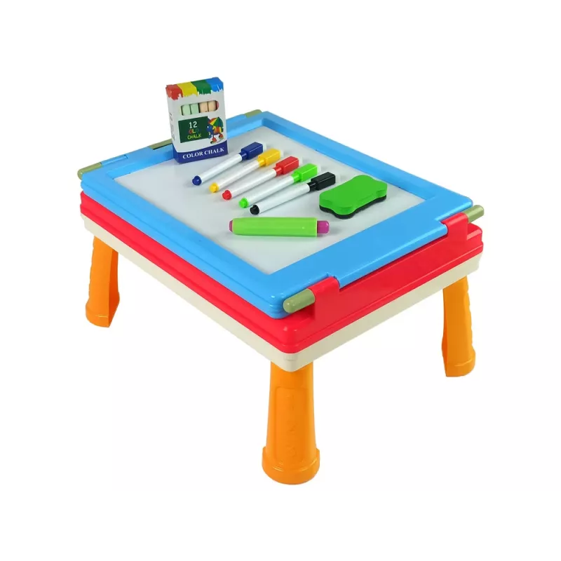 LEAN TOYS 3-in-1 magnetisch krijtbord, blauwe speeltafel