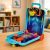LEAN TOYS 3-in-1 mini arcade game – draagbare tafelbasketbal, flipper & bowlingkoffer (meerkleurig)