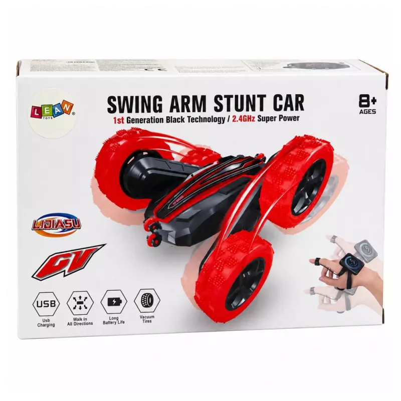 LEAN TOYS 360° gebarenafstandsbediening RC stuntcar rood