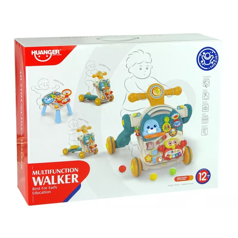 LEAN TOYS 4in1 buggy-leertafel-loopfiets-fiets voor baby's blauw