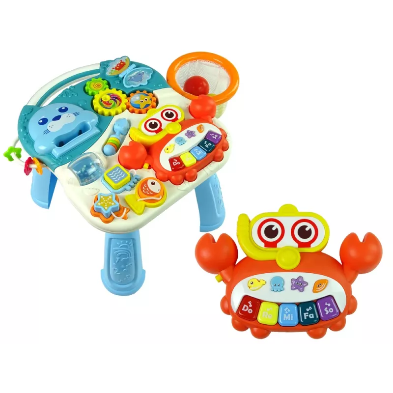 LEAN TOYS 4in1 buggy-leertafel-loopfiets-fiets voor baby's blauw