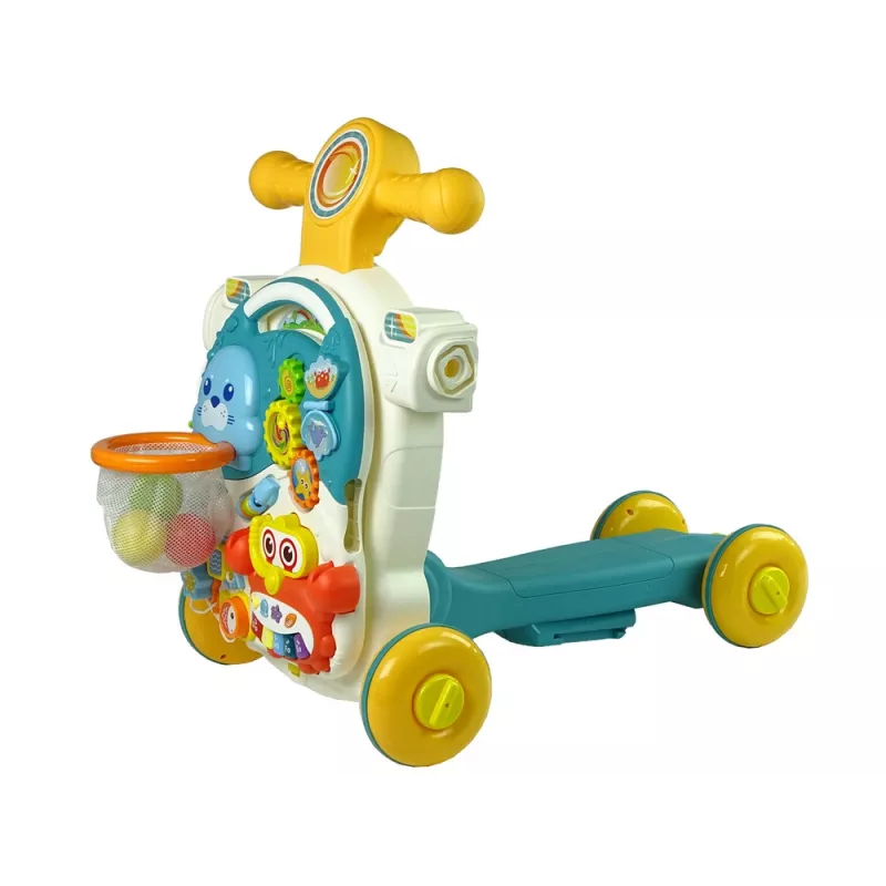LEAN TOYS 4in1 buggy-leertafel-loopfiets-fiets voor baby's blauw
