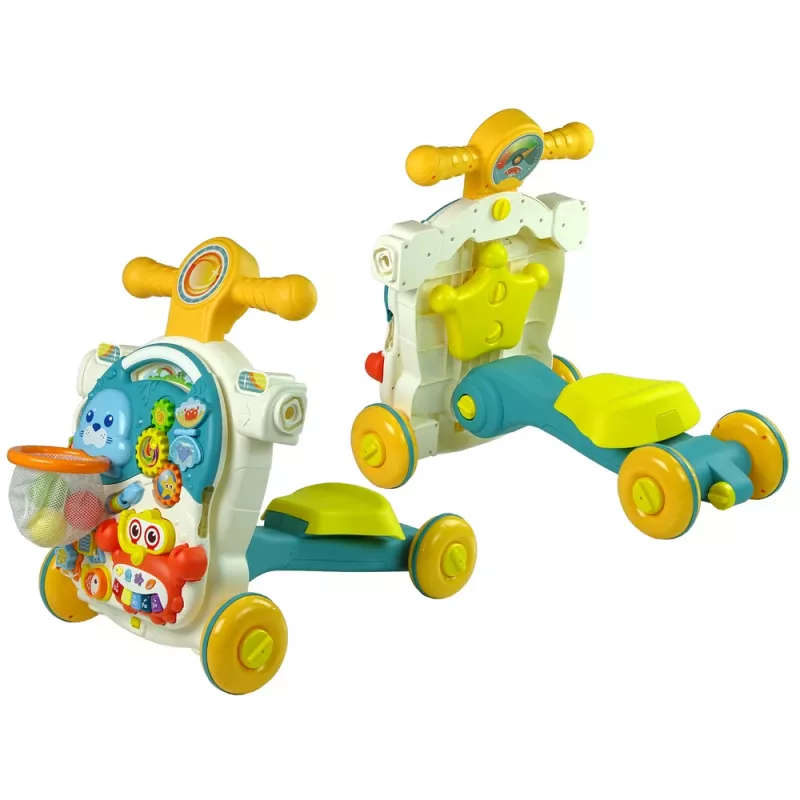 LEAN TOYS 4in1 buggy-leertafel-loopfiets-fiets voor baby's blauw