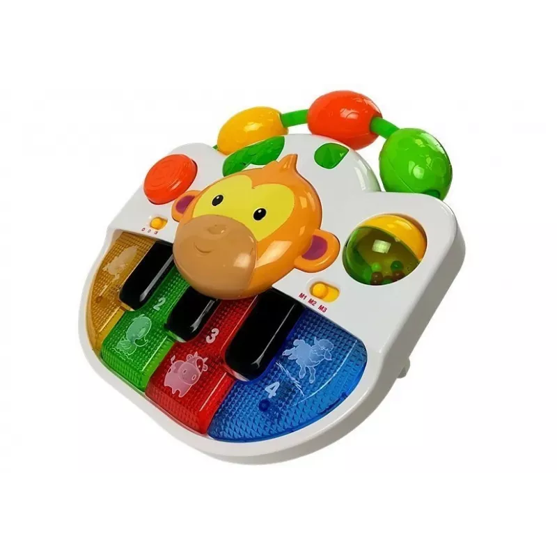 LEAN TOYS piano met aapje voor baby - geluid en licht