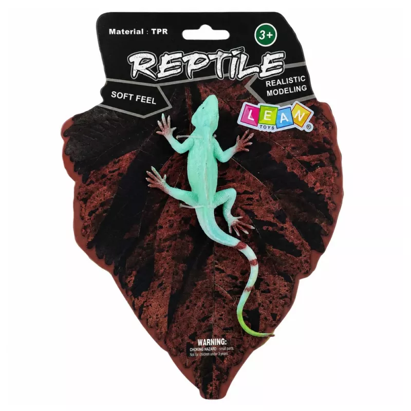 LEAN TOYS Agama Lizard zeilboot rubberen figuur rekbaar realistisch 16 cm