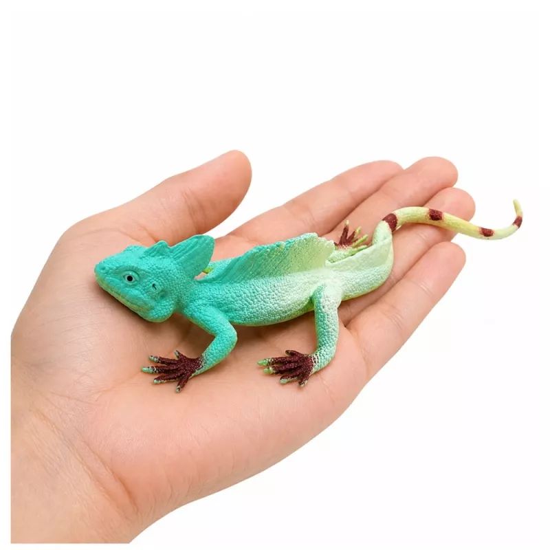 LEAN TOYS Agama Lizard zeilboot rubberen figuur rekbaar realistisch 16 cm