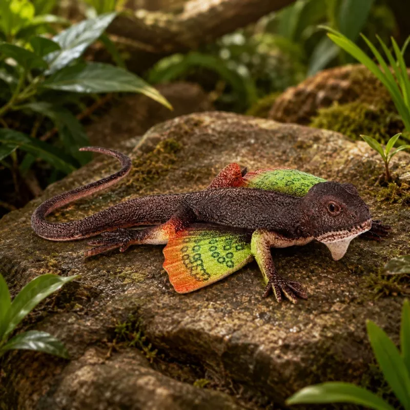LEAN TOYS Agama Lizard webbed rubberen figuur rekbaar realistisch 13 cm