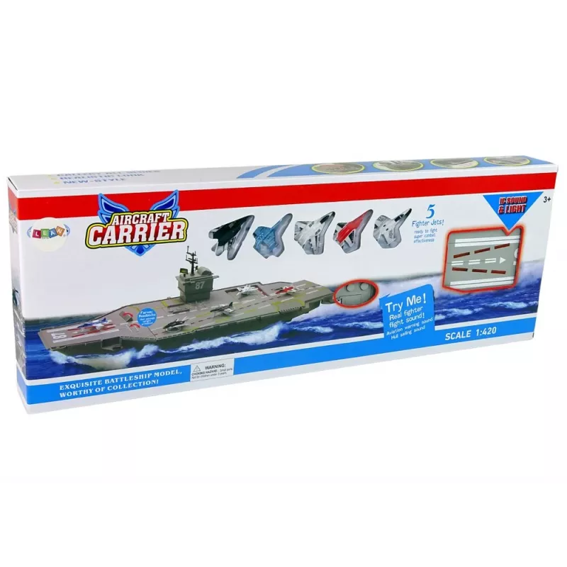 LEAN TOYS vliegdekschip jets 5 stuks geluid licht