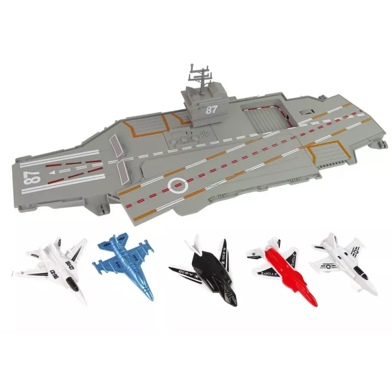 LEAN TOYS vliegdekschip jets 5 stuks geluid licht